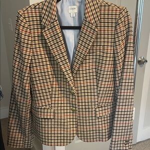J. Crew Factory Women's Plaid Blazer in Black, Cream, and Tan